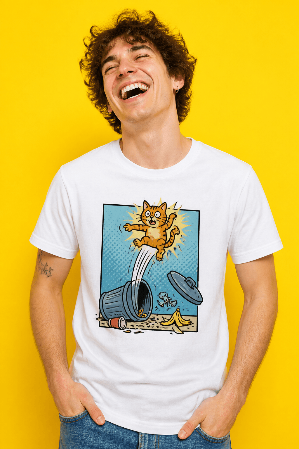 Tee blanc avec une illustration amusante