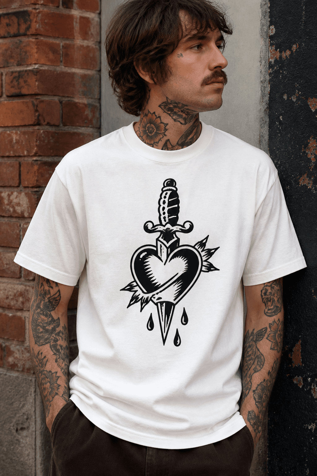 Tee avec un motif flash tatouage