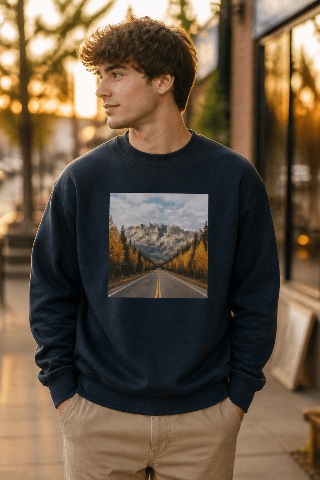 Sweat col rond personnalisé, porté