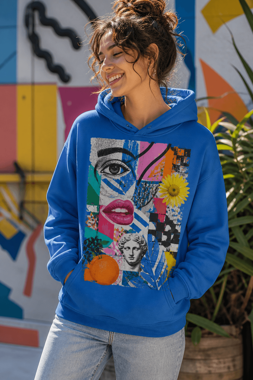 Capuche avec un collage artistique