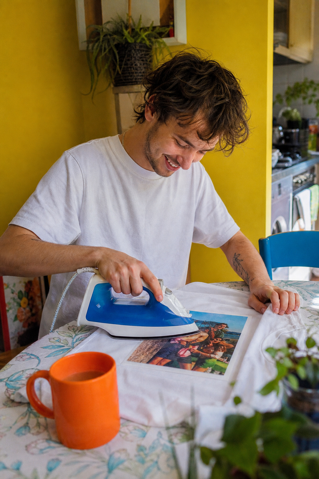 Quelqu’un porte le t-shirt qu’il vient de personnaliser lui-même